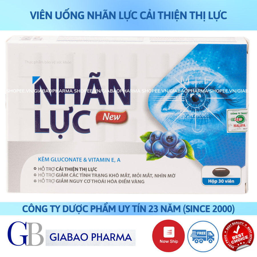 Viên uống bổ mắt Nhãn Lực Hải Linh hỗ trợ cải thiện thị lực, giảm mỏi nhức mắt, lão hóa mắt, khô mắt (Hộp 30 viên)