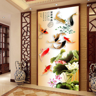 Tranh thêu chữ thập CỬU NGƯ QUẦN HỘI THÊU KÍN