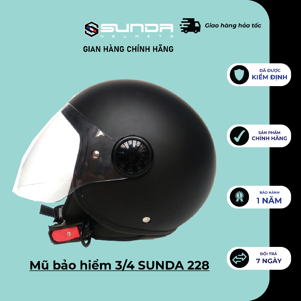 Nón bảo hiểm 3/4 chính hãng SUNDA 228 (nhiều màu)