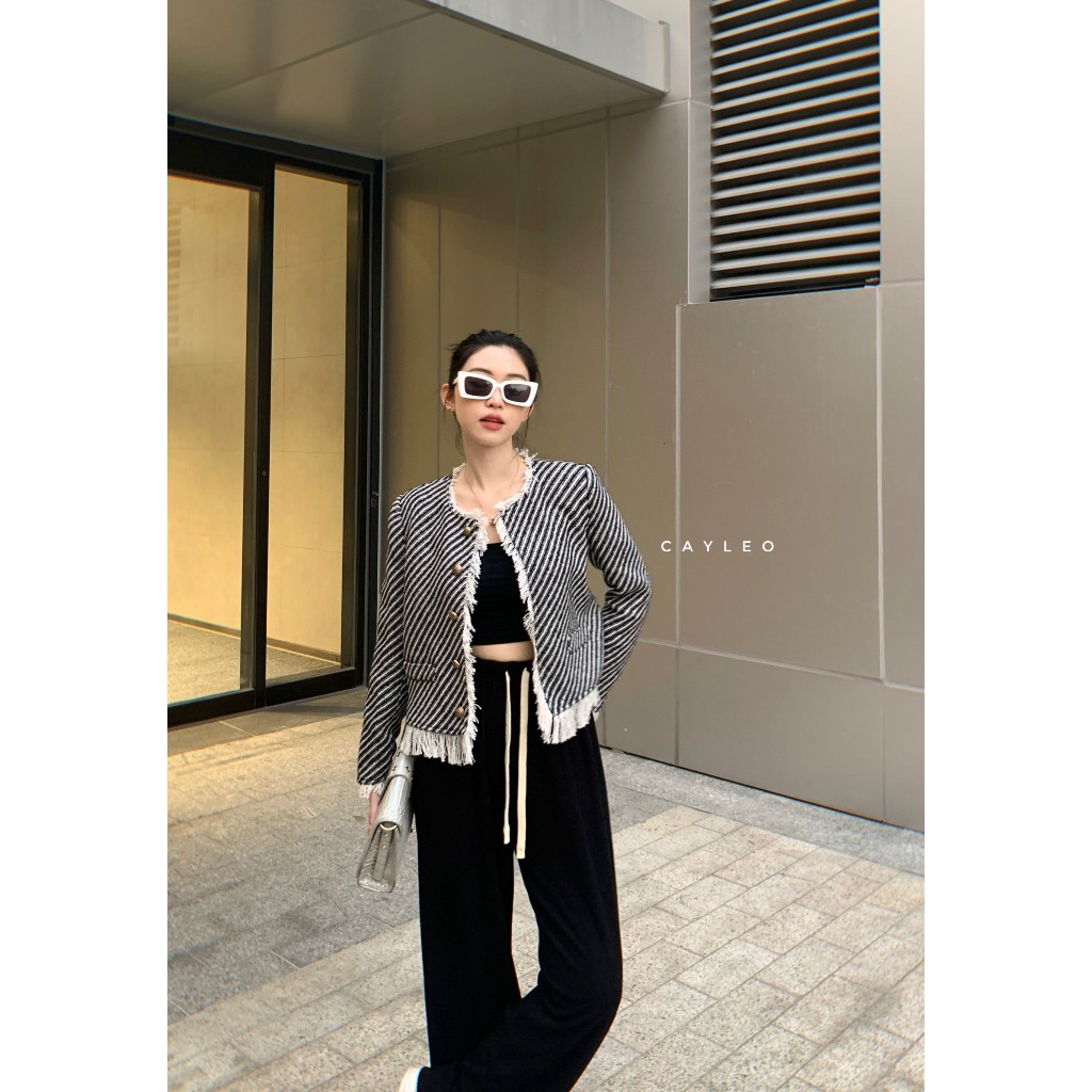 Áo vest dạ tweed tua rua Cây Leo Design phong cách tiểu thư, sang trọng Min6971