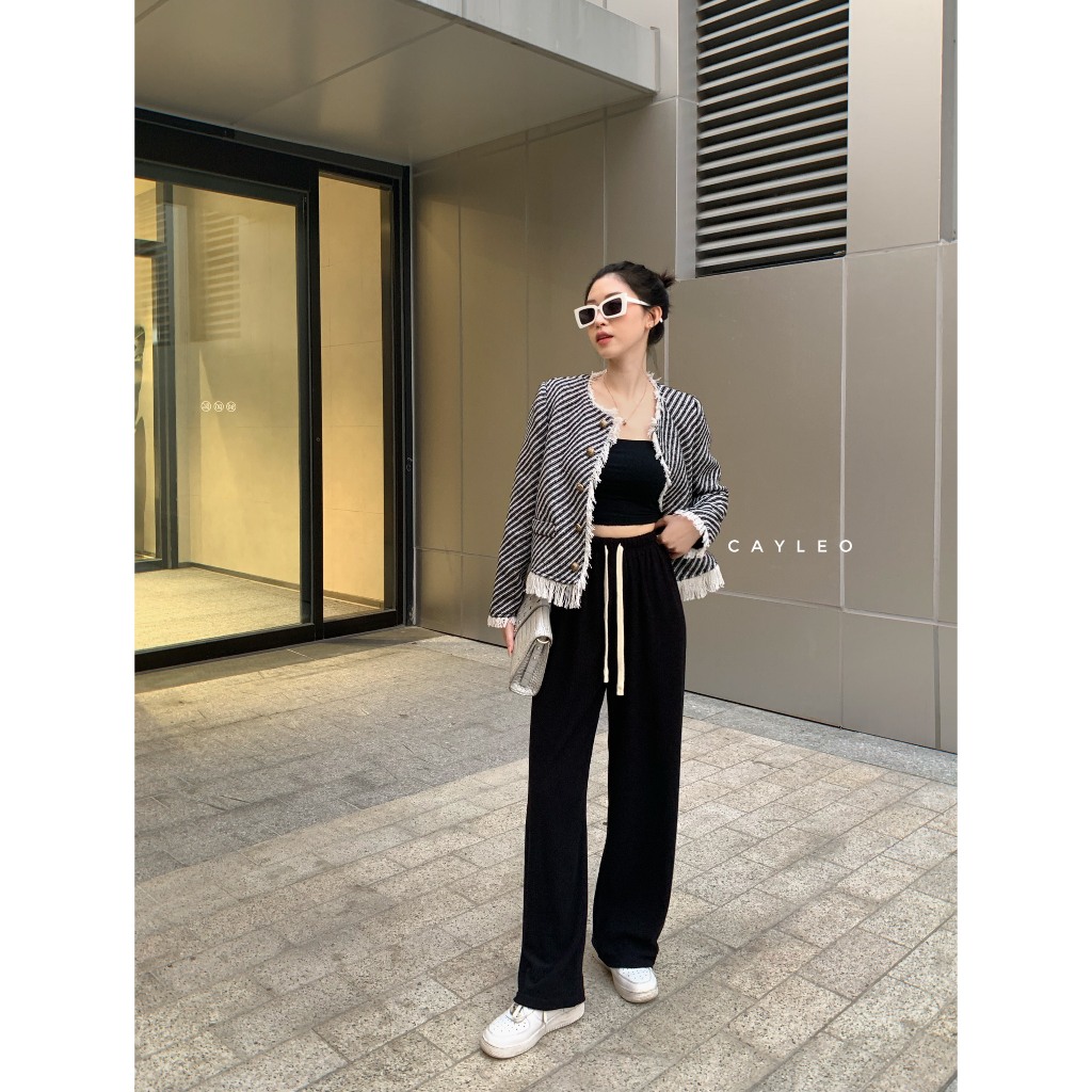 Áo vest dạ tweed tua rua Cây Leo Design phong cách tiểu thư, sang trọng Min6971