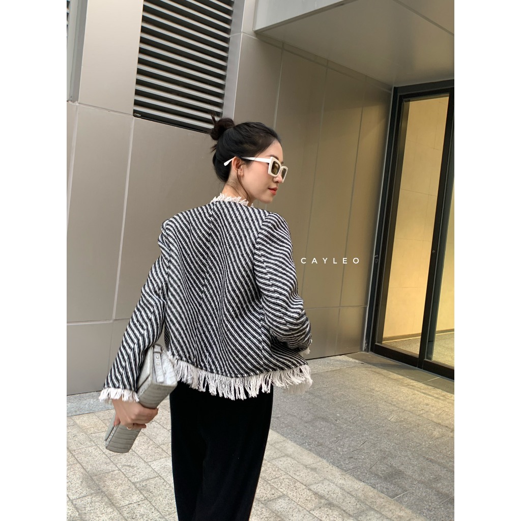 Áo vest dạ tweed tua rua Cây Leo Design phong cách tiểu thư, sang trọng Min6971