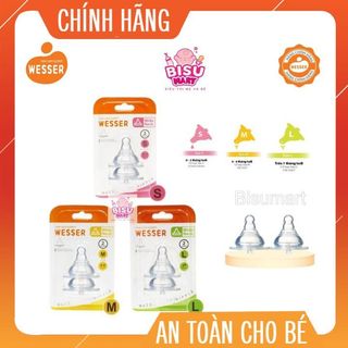 Núm vú cổ rộng silicon siêu mềm WESSER PP/PPSU