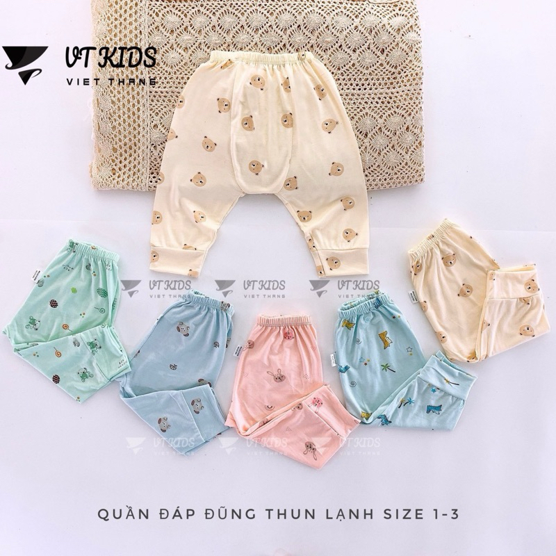 Quần dài thun lạnh petit màu hoa văn can đũng cho bé