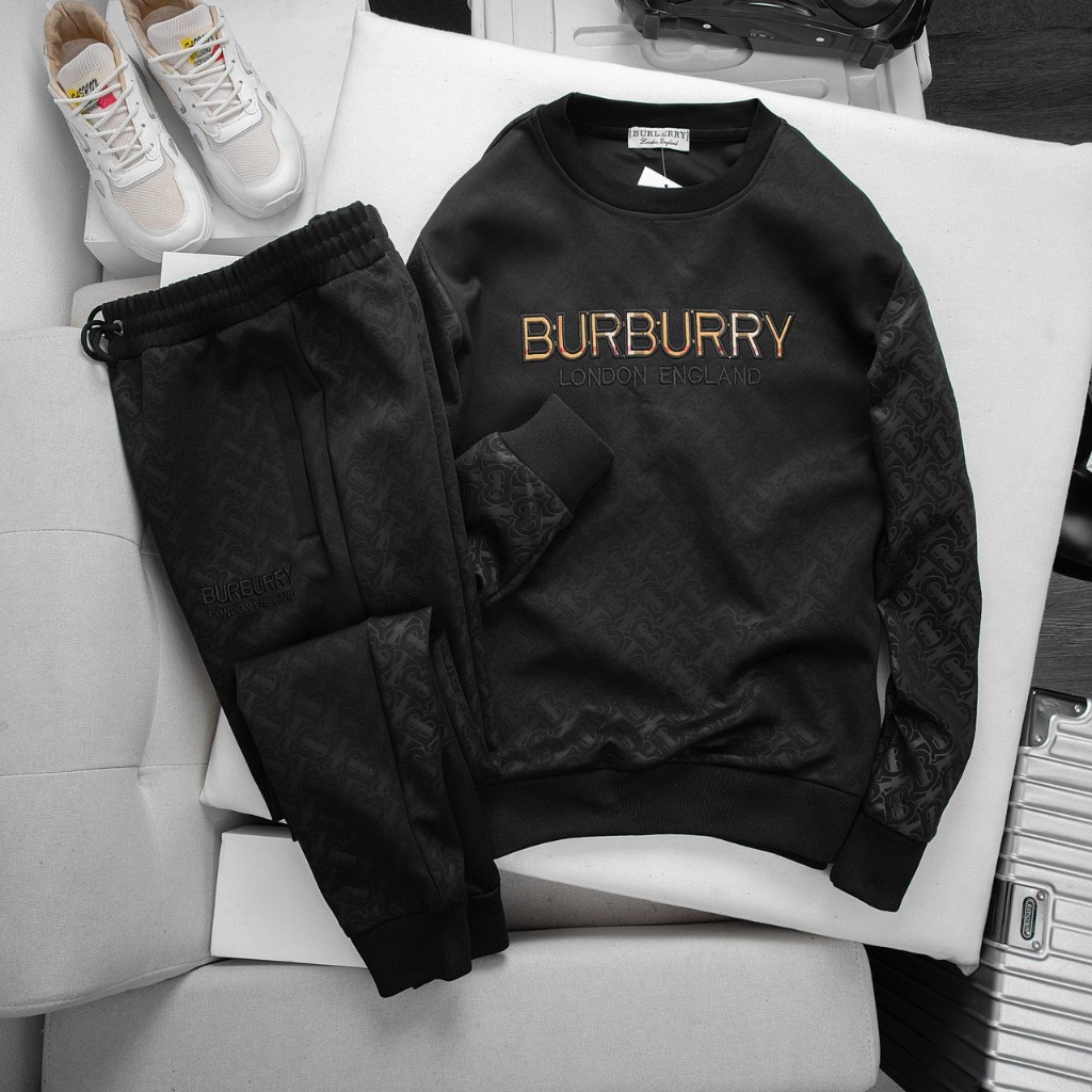 Bộ quần áo nỉ thu đông nam dài tay BND13 ép vân logo thêu viền