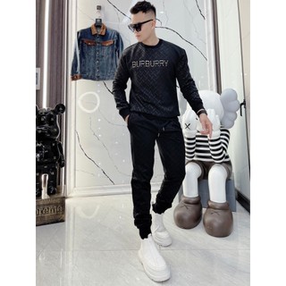 Bộ quần áo nỉ thu đông nam dài tay BND13 ép vân logo thêu viền
