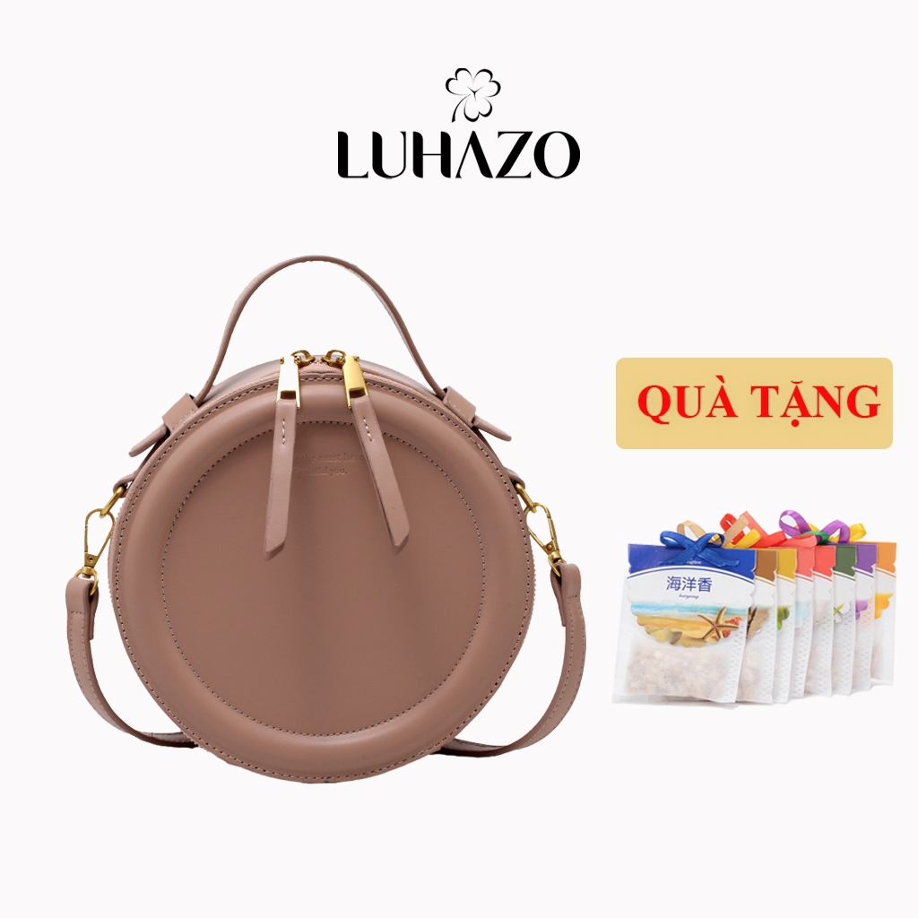 Túi xách nữ đeo chéo LUHAZO hình tròn form cứng cáp thời trang cá tính da PU trơn cao cấp hàng Quảng Châu 639 A-32