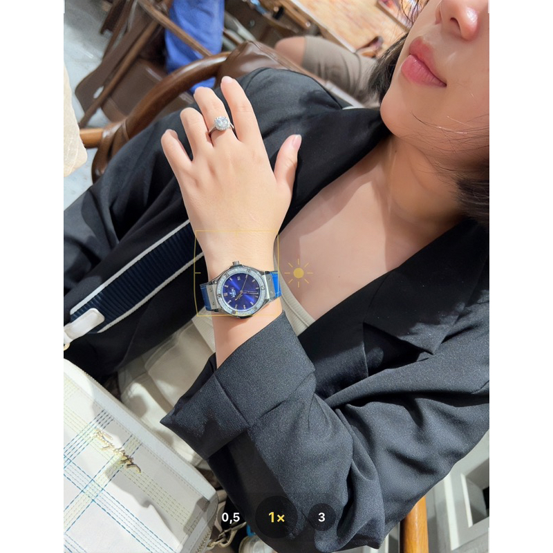 Đồng Hồ Nữ HLÕB Dây Cao su non, đá pha lê Cao Cấp FULLBOX