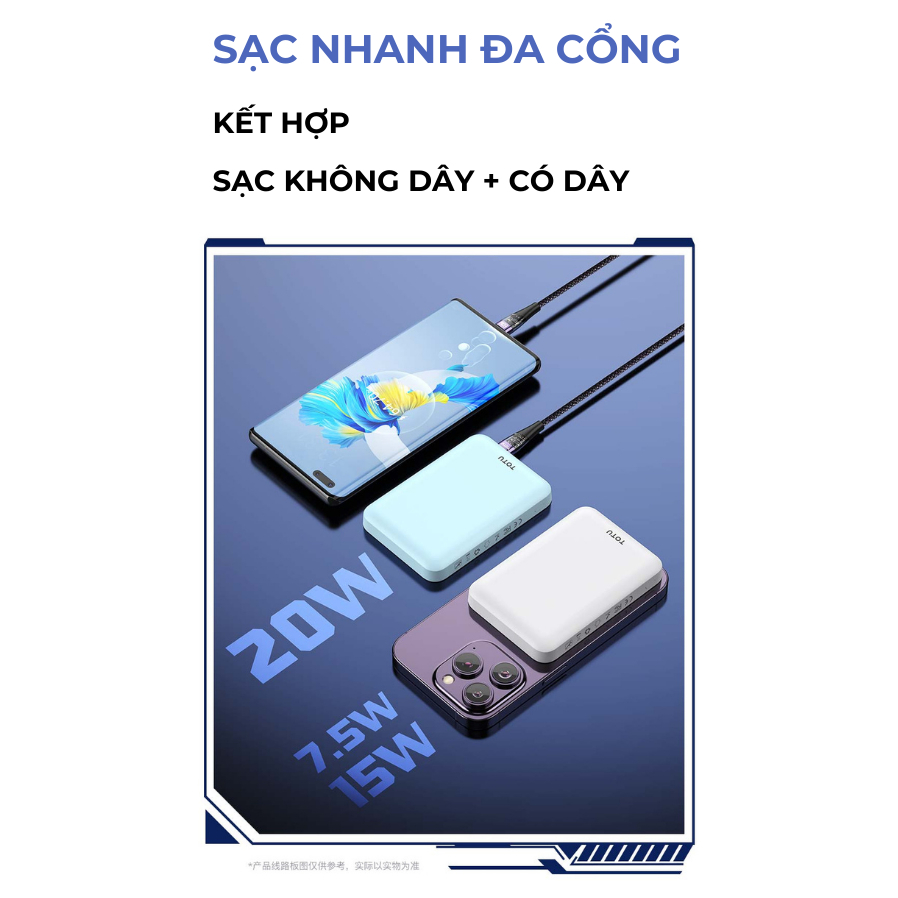 Sạc dự phòng không dây - trong suốt TOTU CPBW -015, sạc nhanh 5000mAh, Bảo hành 12 tháng, Chính Hãng
