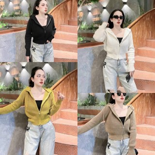 Áo khoác nữ bigsize áo khoác len dây rút khóa kéo có nón Áo khoác candigan Bigsize Kim Ngân Freesize từ 50kg đến 100kg