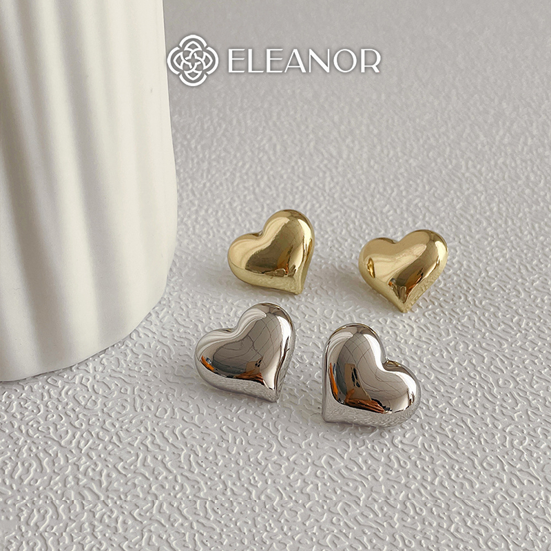 Bông tai nữ chuôi bạc 925 Eleanor Accessories hình trái tim phụ kiện trang sức 6625