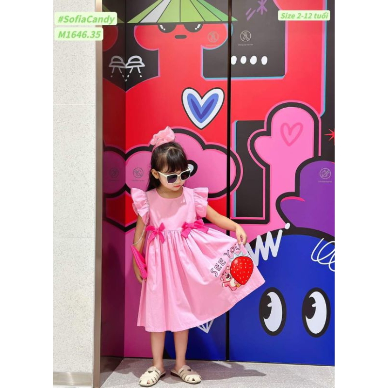 8 đến 34kg.váy gấu dâu cho bé.váy size đại to..váy xinh cho bé gái.chất thô đủi mềm mại đẹp ak