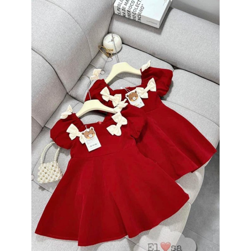 10 đến 30kg.váy đỏ tết cho bé gái.váy hot tren 2024 cho bé mang tết.váy xinh cho bé gái.chất liệu nhung ak