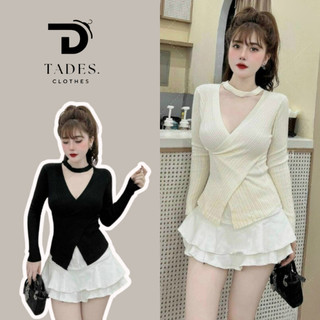  Áo Len Nữ - Áo Len Gân Tăm Cổ Tim Thiết Kế Vạt Chéo Siêu Xinh A413 