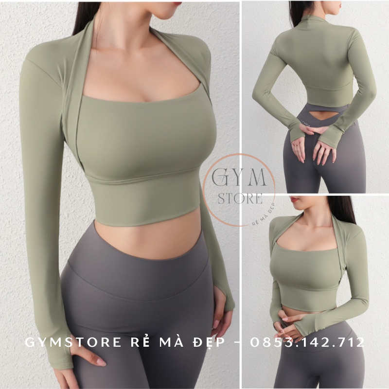 Áo Tập Gym Yoga CÓ MÚT Croptop Ôm Body Dài Tay Thể Thao Thun Poly Siêu Mềm Mịn Co Giãn Thoáng Mát 𝙎𝙤𝙡𝙤 𝙎𝙥𝙤𝙧𝙩𝙨𝙬𝙚𝙖𝙧 385