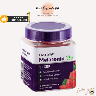 Kẹo dẻo hỗ trợ giấc ngủ melatonin gummies natrol kẹo ngủ vị dâu hộp 90 viên