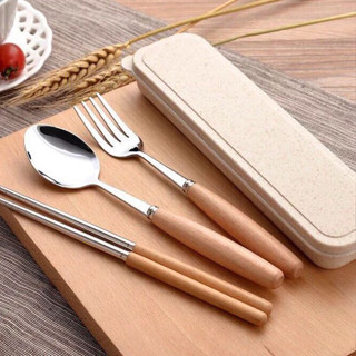 Bộ Thìa Đũa Cá Nhân, Bộ Muỗng Đũa Cá Nhân, Bộ Đũa Thìa Văn Phòng 3 Món, Chất Liệu Inox 304 Cao Cấp Kèm Hộp Tiện Dụng