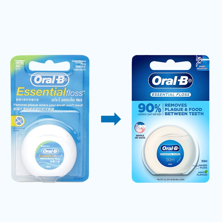 Chỉ nha khoa Oral-B Essential Floss 50m hương bạc hà hỗ trợ làm sạch giữa các khe răng
