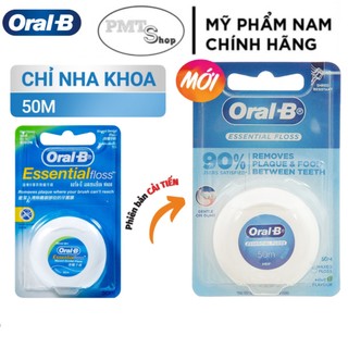 Chỉ nha khoa Oral-B Essential Floss 50m hương bạc hà hỗ trợ làm sạch giữa các khe răng