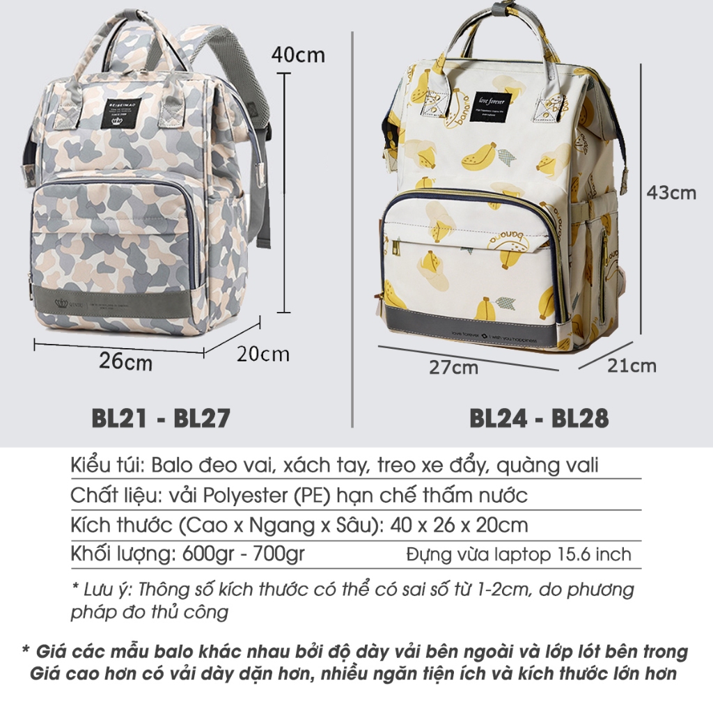 Balo Bỉm Sữa Cho Mẹ Và Bé, Túi Đựng Đồ Trẻ Sơ Sinh  | Ba lô Mẹ Bé Khi Ra Ngoài