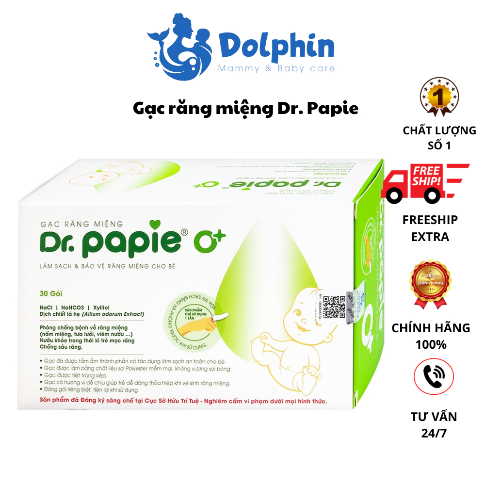 gạc răng miệng Dr Papie sạch miệng và bảo vệ răng miêng cho bé