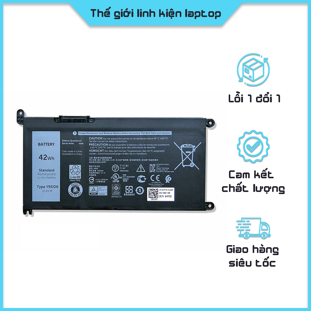 Pin Laptop Dell Vostro 3400, 3401, 3405, 3491, 3505, 5481, 5581, 5490, YRDD6 p132g p132g001