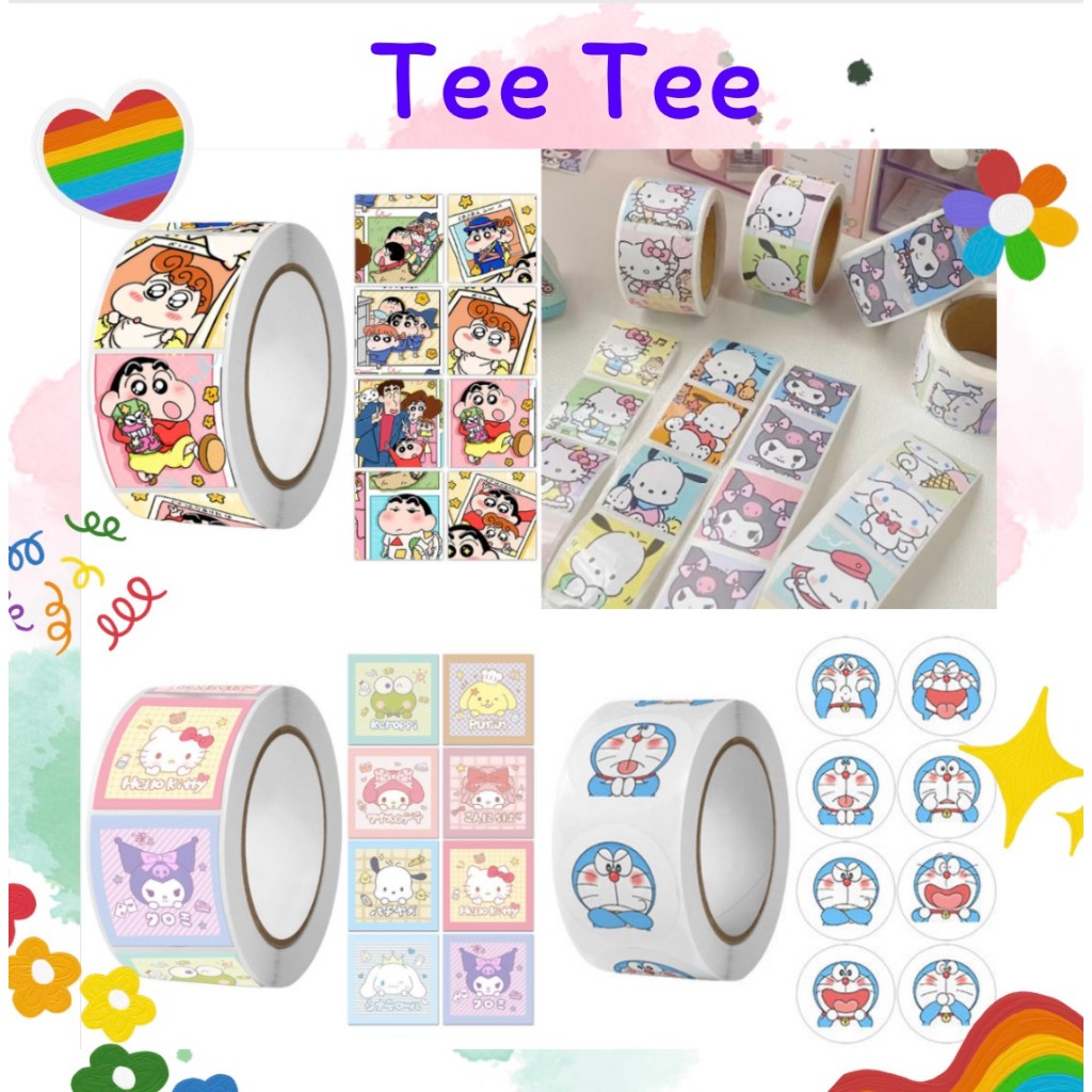 Cuộn 500 tem dán sticker nhiều mẫu dễ thương