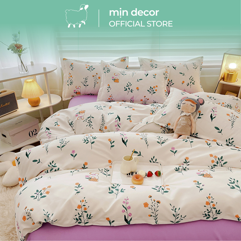 Bộ Chăn Ga Gối Cotton 3D Mịn Decor trending nhiều hoạ tiết Drap giường bo chun 1m2 1m4 1m6 1m8 2m 2m2 không kèm ruột