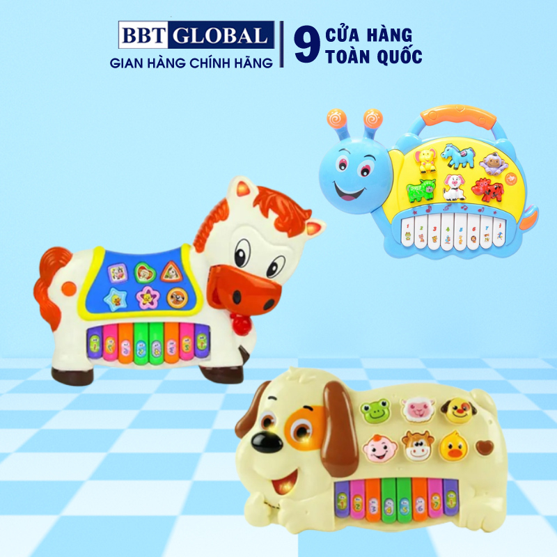 Đồ chơi đàn piano cho bé hình  ốc sên/ ngựa / cún con vui nhộn BBT Global, cho bé từ 6 tháng, nhựa nguyên sinh an toàn