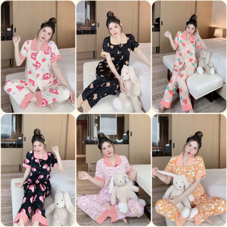  Đồ bộ Pyjama nữ lụa mango, Bộ tay ngắn quần dài cổ truyền thống nhiều hoạ tiết xinh ❤