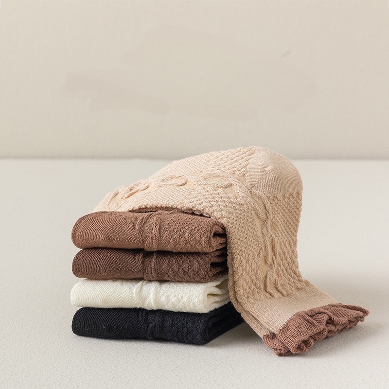 Set 5 Đôi Tất Vớ Cotton Len Họa Tiết Vintage Cho Trẻ Em Bé Gái Siêu Hot TECC1 Phanngoc06