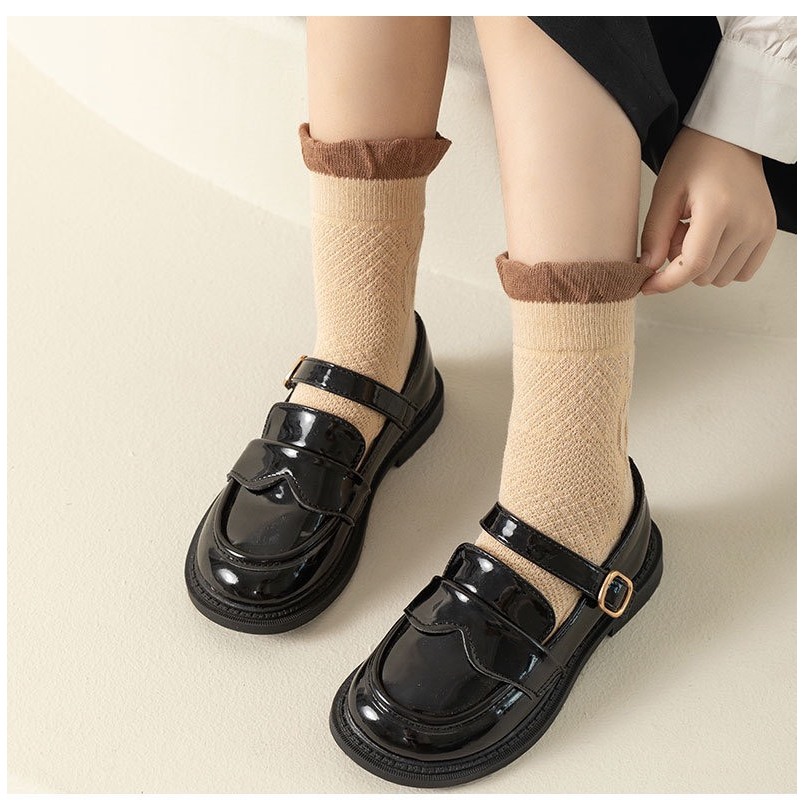 Set 5 Đôi Tất Vớ Cotton Len Họa Tiết Vintage Cho Trẻ Em Bé Gái Siêu Hot TECC1 Phanngoc06