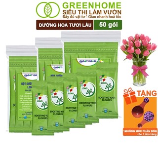 50Gói Dưỡng Hoa Tươi Lâu Greenhome, Longlife, Phân Bón Cho Hoa Cắt Cành, Gói 5gr, Lâu Tàn Không Hôi