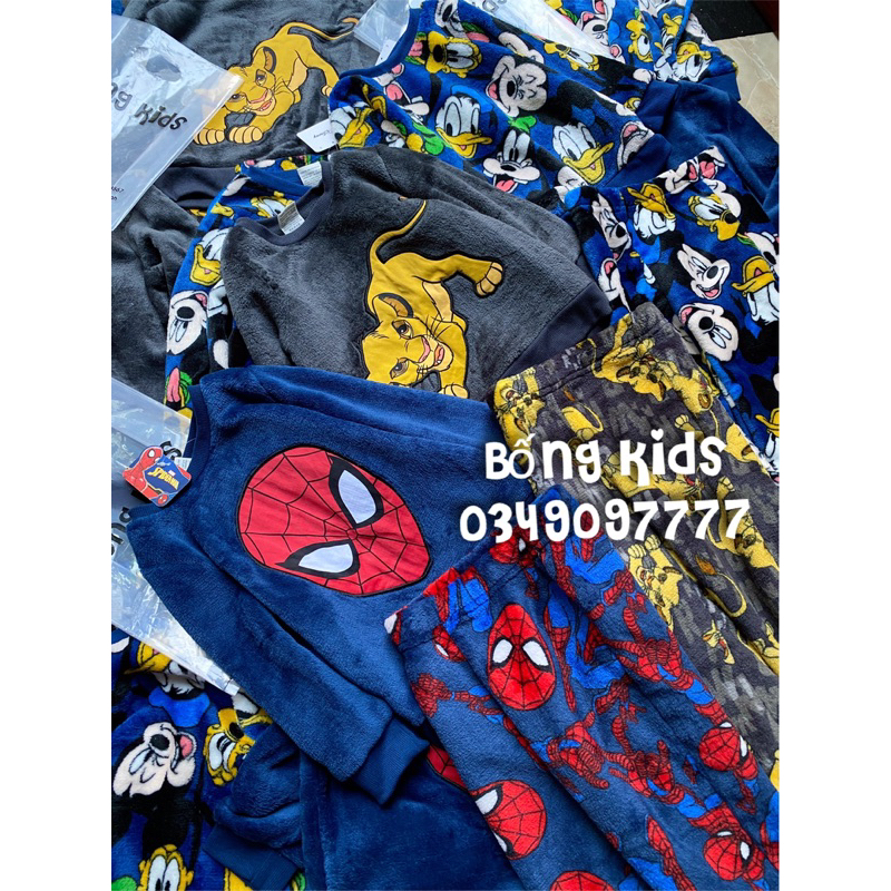 Bộ Lông Nhung Bé Trai In Hình Delta