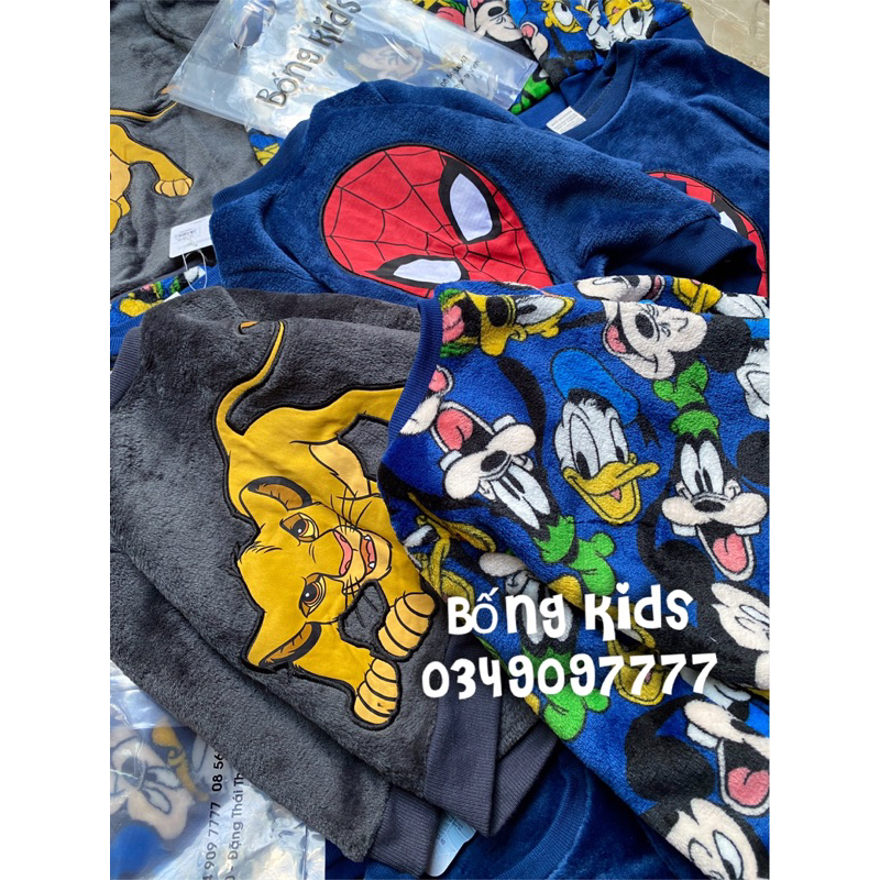 Bộ Lông Nhung Bé Trai In Hình Delta