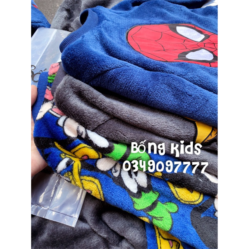 Bộ Lông Nhung Bé Trai In Hình Delta