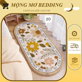 Thảm trải sàn, thảm trải giường hàng nhập khẩu cao cấp, Thảm decor lông mềm mịn phong cách vintage kích thước 50x120
