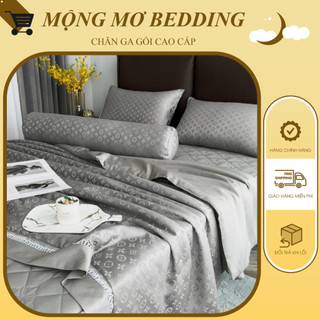Bộ chăn ga gối lụa 5 món, Bộ chăn ga gối lụa mềm chần bông micro hàng nhập khẩu cao cấp