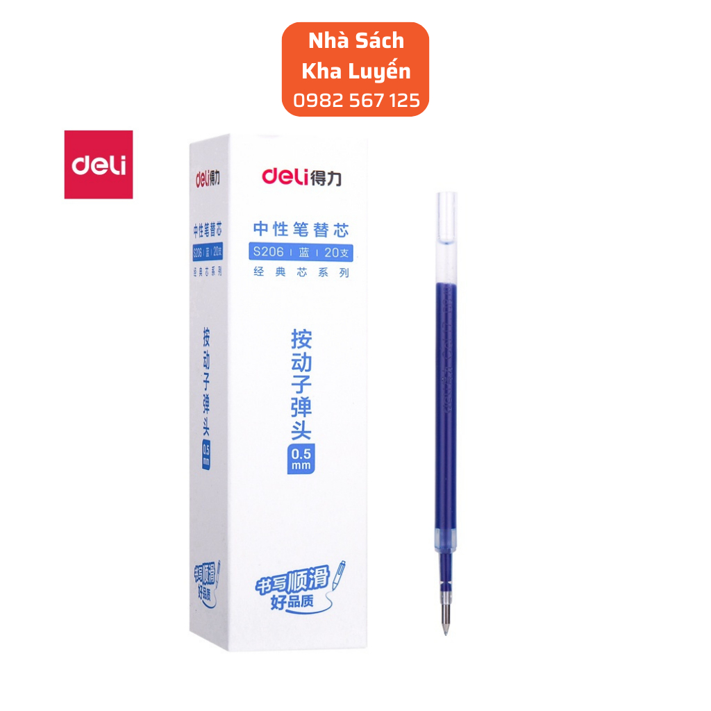 Bút Bi Mực Nước Cao Cấp Deli A575, Bút Bi Bấm Mực Đen Xanh Ngòi 0.5mm/ Có Ruột Thay Thế