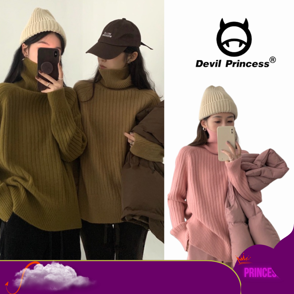 Áo len cổ lọ vặn thừng chất mềm mịn form rộng DELIZ siêu dày thời trang thu đông hàn quốc Devil princess