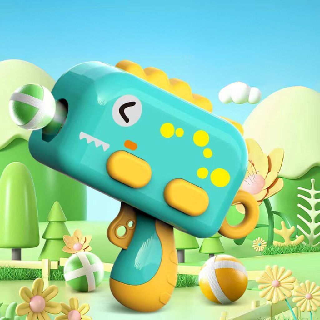 Đồ Chơi Súng Bắn Bóng Khủng Long Dính Kèm Bia Mục Tiêu Và Móc Treo-PUKAPI