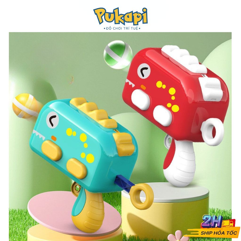 Đồ Chơi Súng Bắn Bóng Khủng Long Dính Kèm Bia Mục Tiêu Và Móc Treo-PUKAPI