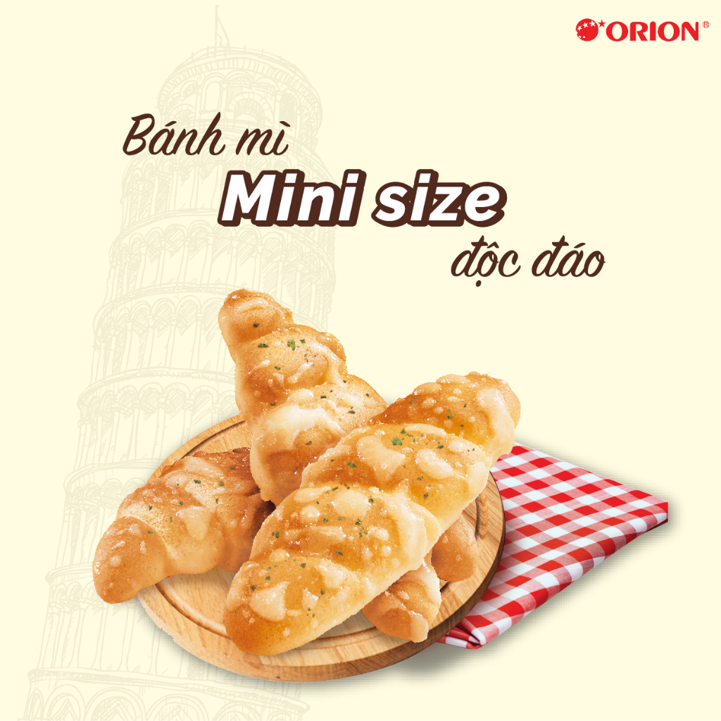 Túi 5 gói Bánh Mì Baguette Bon Orion Nướng Vị Bơ Tỏi Kiểu Ý 180g