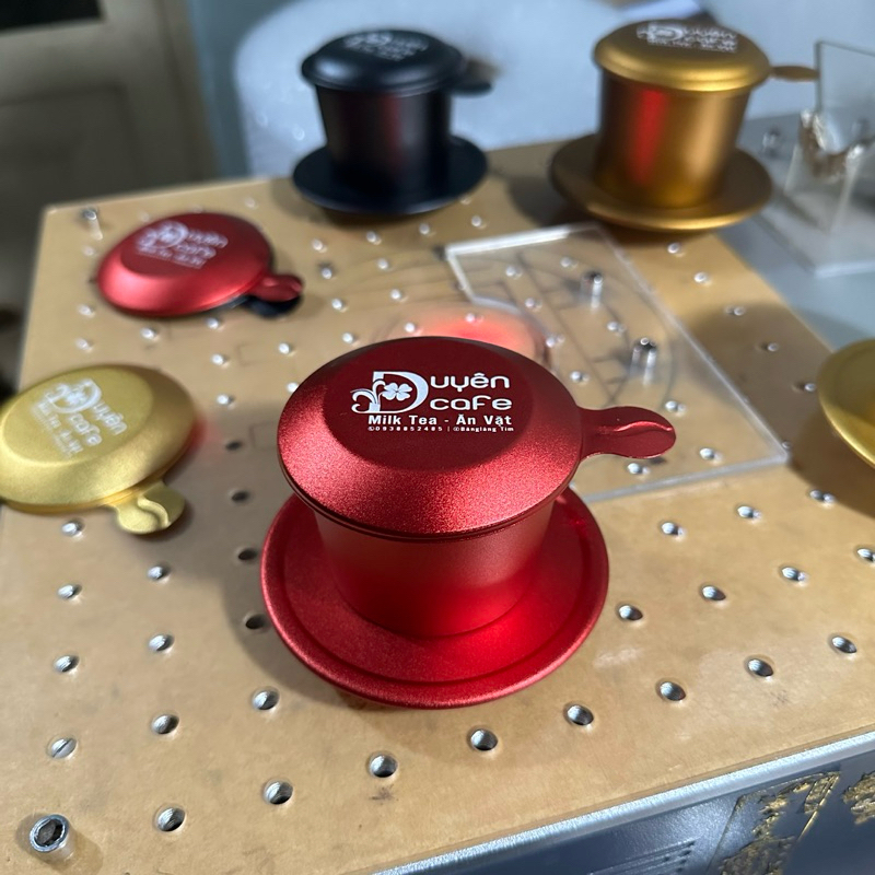 Phin Pha Cà Phê Nhôm Size 7 Pha 25gr Anode Cao Cấp Dập Hạt Cafe Trên Nắp Độc Đáo  - Phin Nhôm Màu