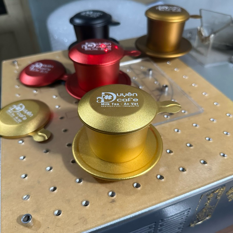 Phin Pha Cà Phê Nhôm Size 7 Pha 25gr Anode Cao Cấp Dập Hạt Cafe Trên Nắp Độc Đáo  - Phin Nhôm Màu