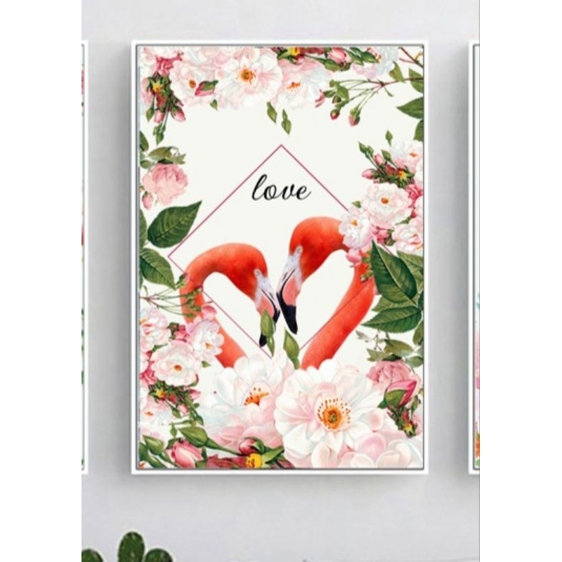 Tranh vải canvas không khung hồng hạc theo yêu cầu 40 x 60 cm