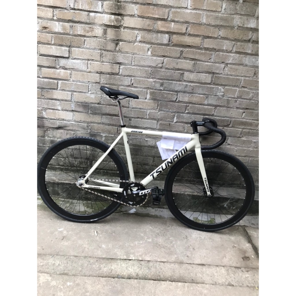 (Chat với shop trước khi đặt hàng) Xe đạp fixed gear Tsunami 100 màu ghi trắng mới 100%