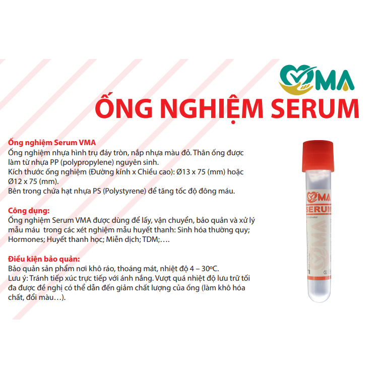 Ống nghiệm đông máu hạt Serum Hồng Thiện Mỹ đế mút 100 ống