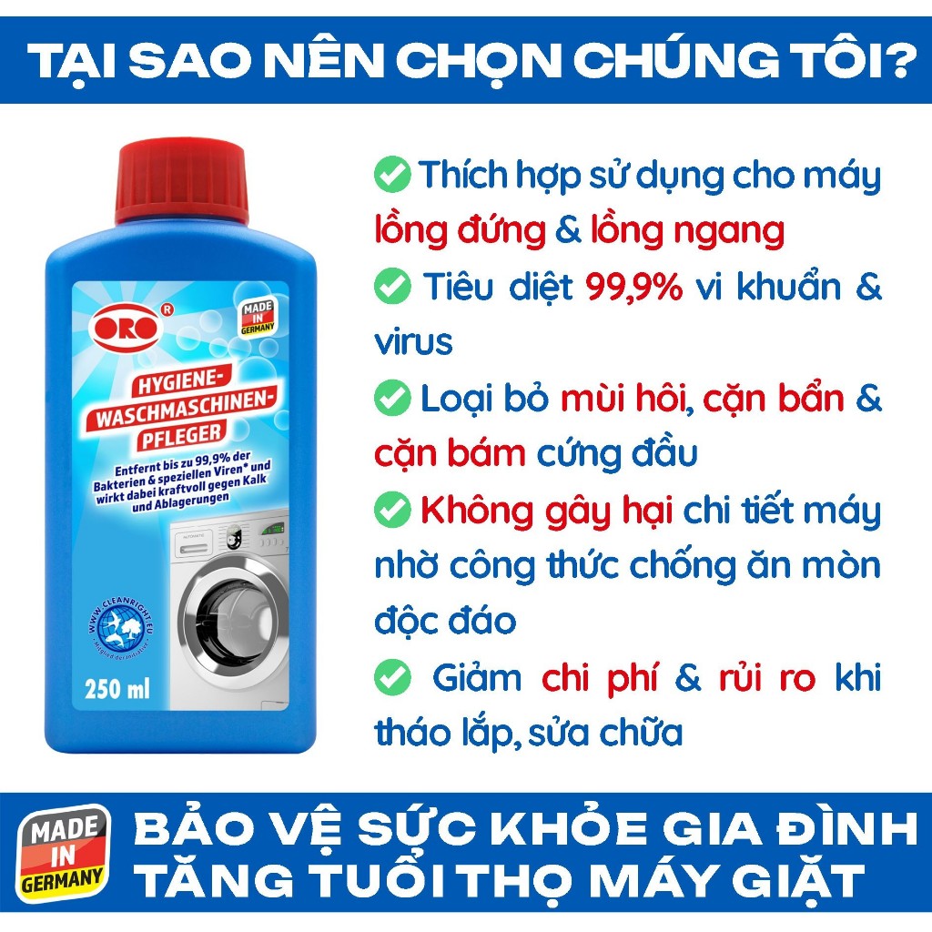 Tẩy Lồng Máy Giặt ORO Vệ Sinh Máy Giặt Cửa Ngang, Tẩy Máy Giặt Lồng Đứng, Làm Sạch Máy Lồng Ngang, Tẩy Máy Giặt Cửa Trên