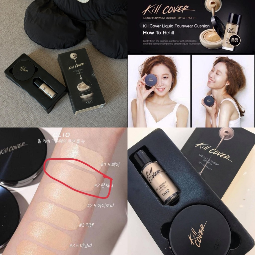 Set Cushion Clio Kill Cover Liquid Foundwear + chai nền/lõi refill 20gr